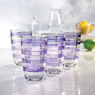 Spectrum StyleSetter Purple Stripe High Ball Glasses (Set of 4