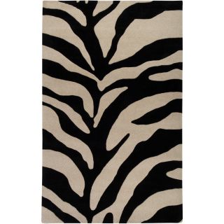 Hand tufted Black/White Zebra Animal Print Guildford Wool Rug (5 x 8