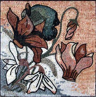24x24 Flower Mosaic Art Tile Mural Wall Decor Patio