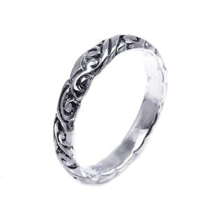 Sterling Silver Everyday Filigree Swirl Band Ring (Thailand