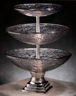 3 Tier Round Glass Serving Bowls with Elegant Stand