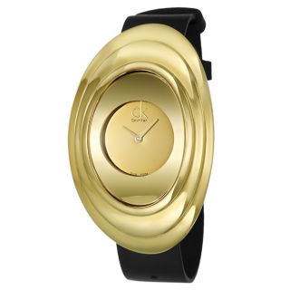 Calvin Klein Womens Mound Stainless Steel Yellow Goldplated Watch
