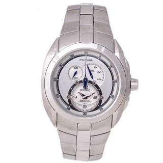 Seiko Mens Kinetic Arctura Chronograph Silver Dial Steel Watch