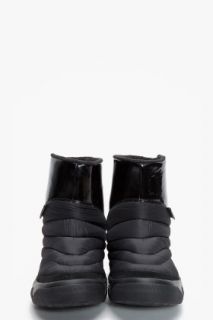 Diesel Black Leather Quilted Hodo Boots for men