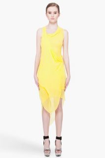 Helmut Lang Yellow Viscose Film Dress for women