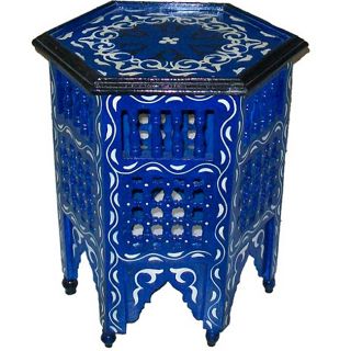 Handpainted Arabesque Wooden End Table (Morocco) Today $214.99