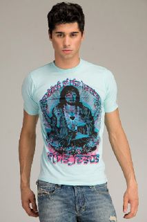 Elvis Jesus  Buddha Blue T shirt for men