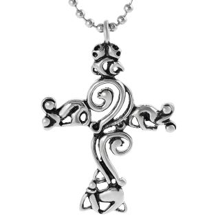 Journee Collection Stainless Steel Filigree Cross Necklace