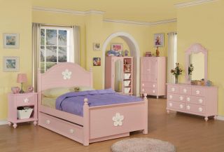 White and Pink Flower Twin size Bed