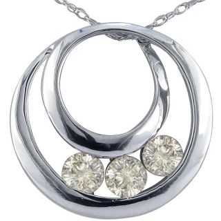 14k White Gold 1/2ct TDW 3 Diamond Circle Necklace (K,I2)