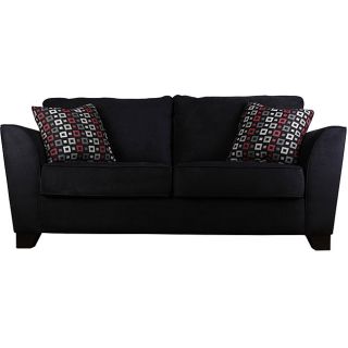 Gaff Black Microfiber with Geo Square Pillows Modern Sofa