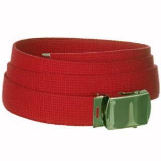 Cherry Red One Size Canvas Military Web Belt With Silver