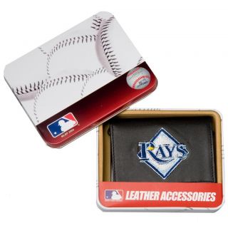 Tampa Bay Rays Mens Black Leather Tri fold Wallet