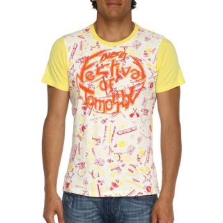 DIESEL T Shirt Homme Blanc et jaune   Achat / Vente T SHIRT DIESEL T