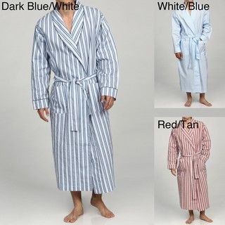 Alexander Del Rossa Mens Classic Cotton Striped Lounge Robe