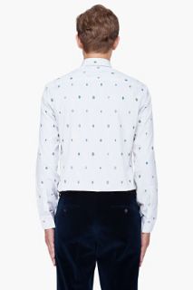Kenzo White Embroidered Pinstripe Shirt for men
