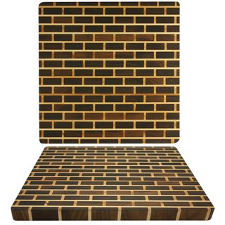 Kobi 1.5 inch Square Brick Wall Walnut Butcher Block Cutting Board