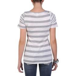 Tressa Designs Womens Contemporary Plus Striped Ruched Sleeve Tee