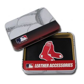Boston Red Sox Mens Black Leather Tri fold Wallet