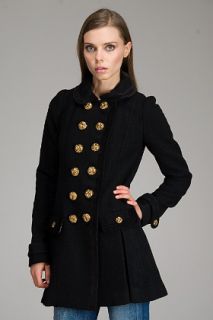 Juicy Couture  Charlotte Double Breasted Black Wool Coat for women