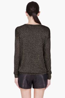 Diane Von Furstenberg Black & Metallic Gold Woven Ania Bis Sweater for women
