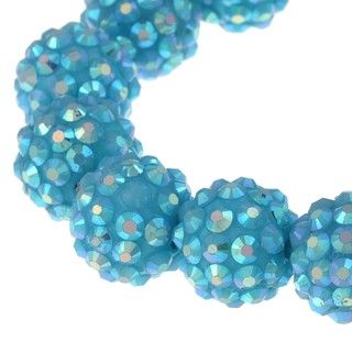 Aqua Blue Crystal Ball Stretch Bracelet