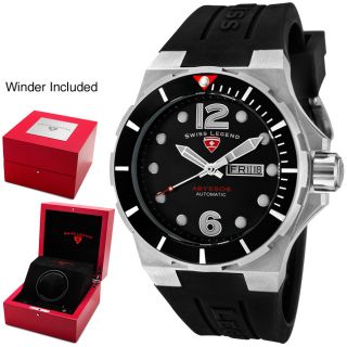 Swiss Legend Mens Abyssos Black Dial Black Silicon Automatic Watch