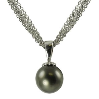 Pearls For You 14k White Gold Tahitian Pearl Drop Necklace (10 11 mm