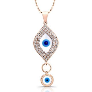 14k Rose Gold 1/3ct TDW Diamond Evil Eye Necklace