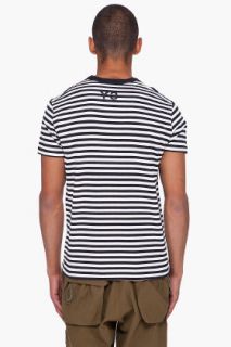 Y 3 Black And White Striped Border T shirt for men