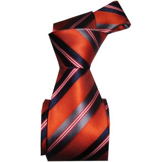 Dmitry Mens Orange Striped Italian Silk Tie