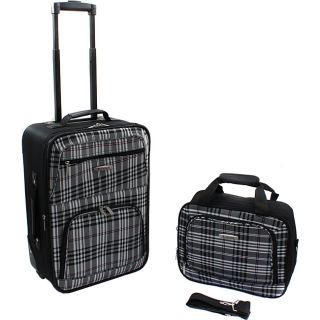 Rockland Black Cross 2 Piece Lightweight Carry On Luggage Set MSRP $