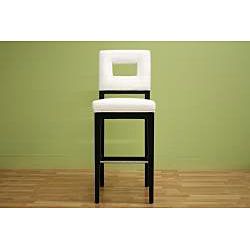 Contemporary White Leather Bar Stool