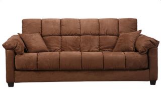 Madras Dark Brown Microfiber Futon Sofa Bed