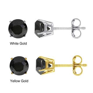 14k Gold 2ct TDW Black Diamond Stud Earrings