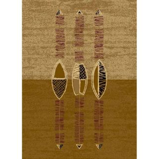 Alexa Cameo Brown Africana Tribal Print Rug (53 x 79)
