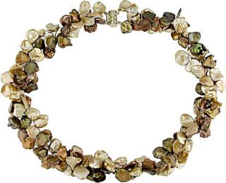 Cultured Brown & Gold Keshi Pearl Necklace (9 10mm)