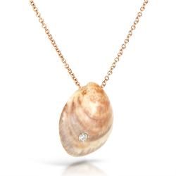 14k Gold Diamond Accent Seashell Necklace