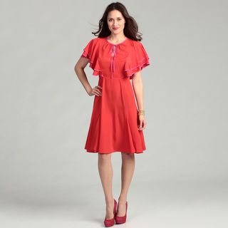 Vince Camuto Womens Red Pepper Flutter Dress