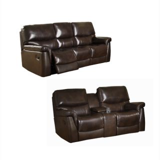Cherokee Brown Italian Leather Reclining Sofa and Loveseat