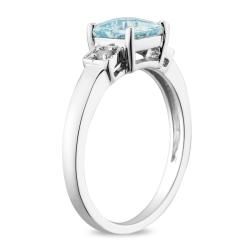 Miadora Sterling Silver Aquamarine and Diamond Fashion Ring
