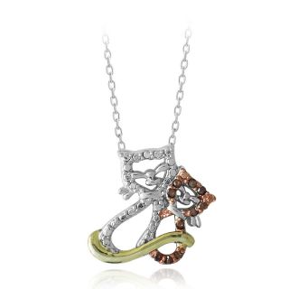 DB Designs Tri color Gold Over Silver 1/10ct TDW Red Diamond Cats