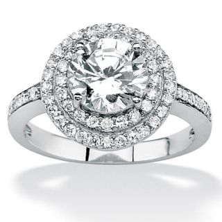 Ultimate CZ Platinum over Silver Clear Cubic Zirconia Ring