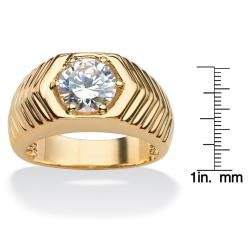Ultimate CZ 14k Goldplated Round cut Cubic Zirconia Chevron Ring