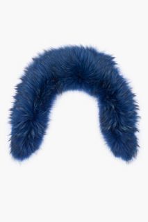 Co Blue Raccoon Fur Scarf for women