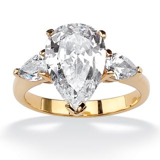 Ultimate CZ 14k Goldplated Pear shaped Cubic Zirconia Ring
