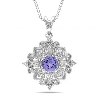 Miadora Sterling Silver Tanzanite and 1/6ct TDW Diamond Necklace (H I