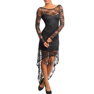 Stanzino Womens Black Lace Overlay High low Dress
