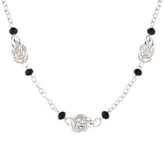 Alexa Starr Silvertone Black Glass and Knot Necklace