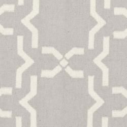 Moroccan Dhurrie Grey/ Ivory Wool Rug (8 Round)